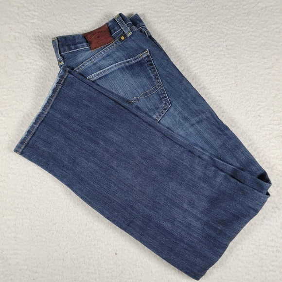 Lucky Brand Other - Lucky Brand Jeans Men 32x32 Dark Blue Straight Leg Button Fly Whiskered Denim